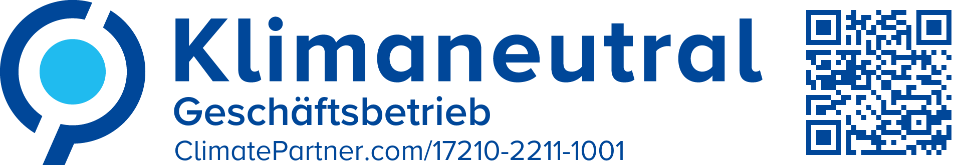 Logo Klimaneutraler Geschäftsbetrieb ClimatePartner mit QR-Code